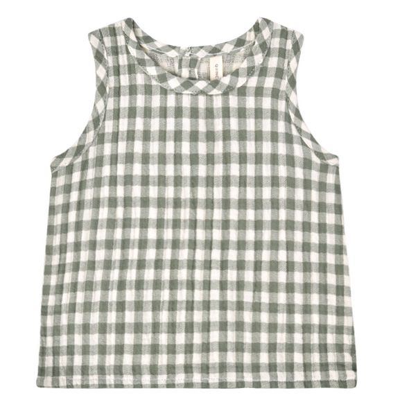 Quincy Mae woven tank sea green ginghmam