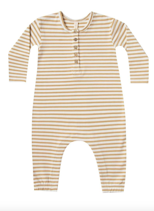 Quincy Mae long sleeve jumpsuit in Honey Stripes