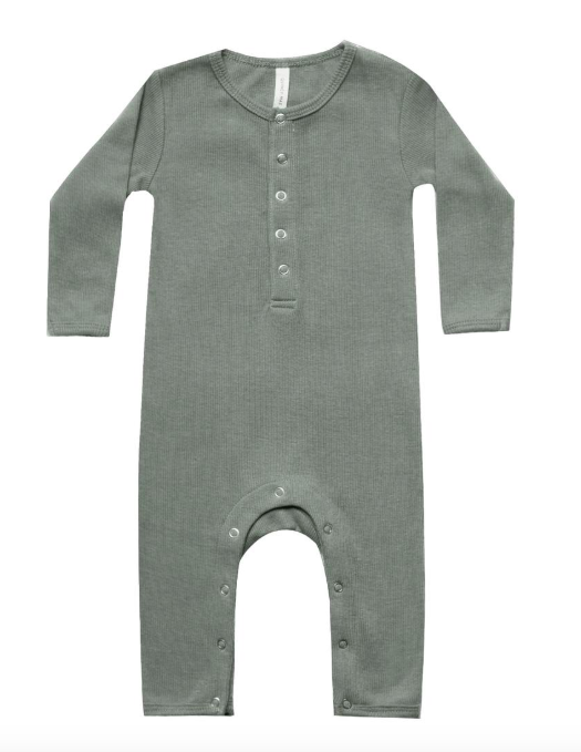 Quincy Mae organic ribbed jumpsuit eucalyptus