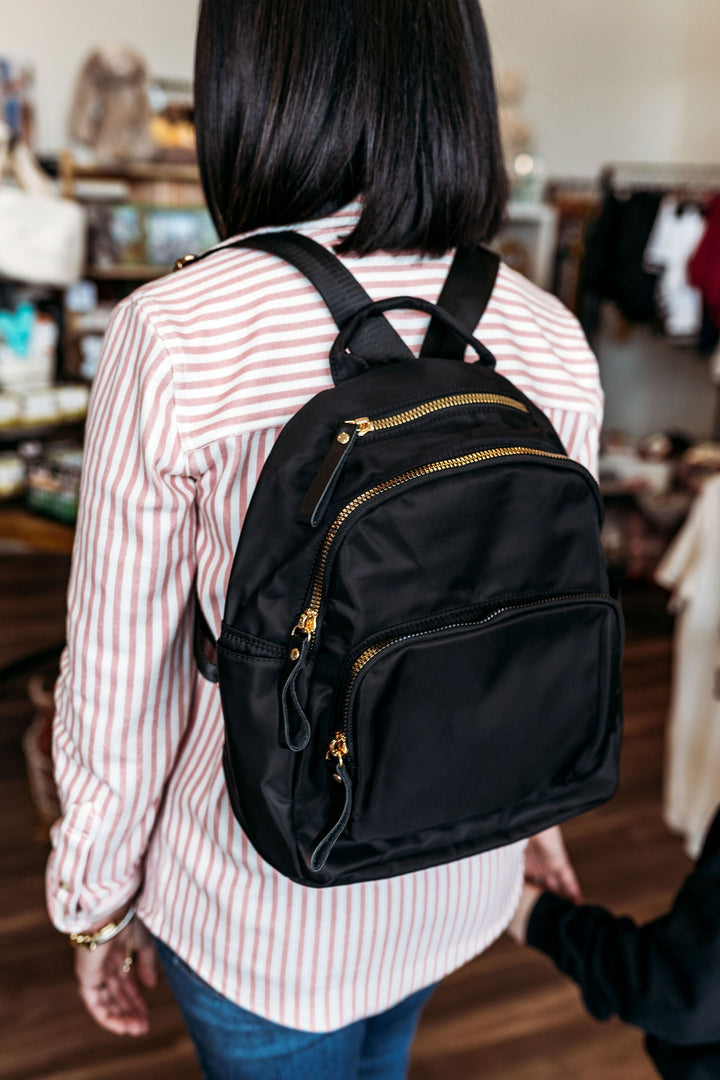 Savvy Mom Backpack in Black Nylon