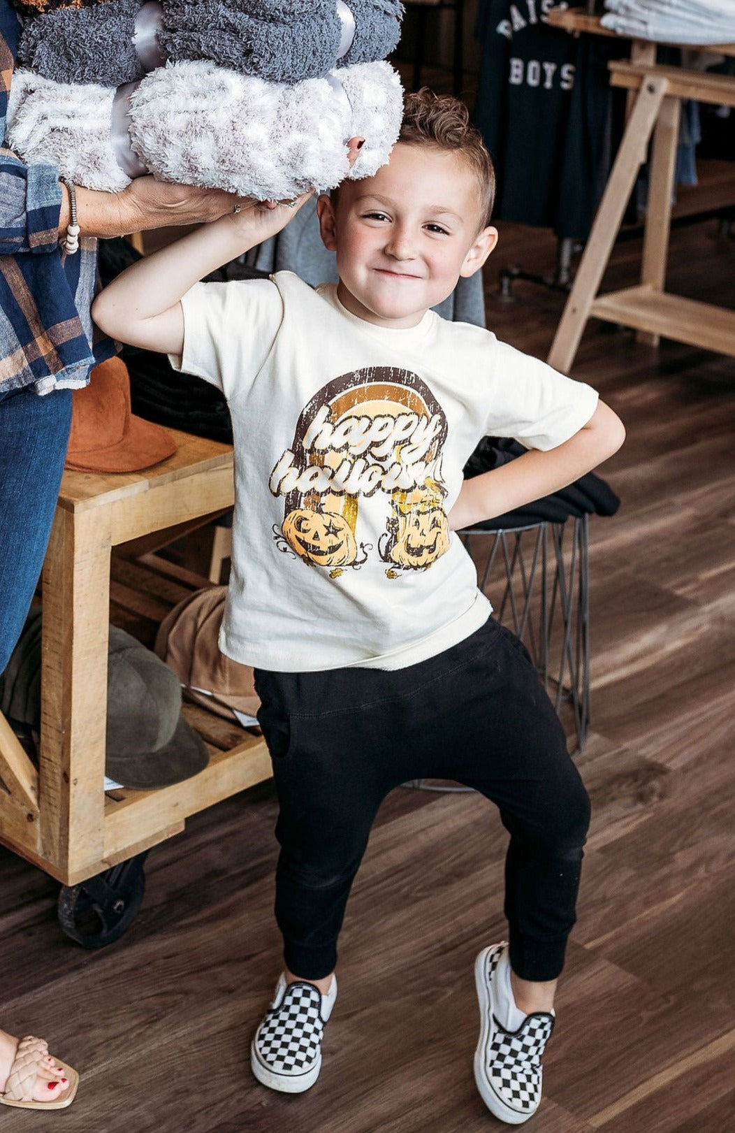 Happy Halloween Rainbow Tee in Cream