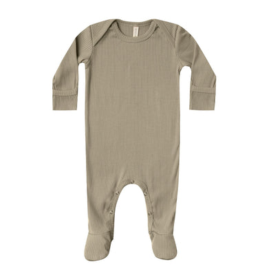 Quincy Mae ribbed footie olive