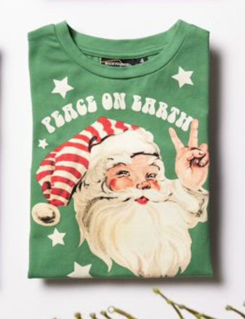 Rock Your Kid - Peace on Earth Santa Tee in Green