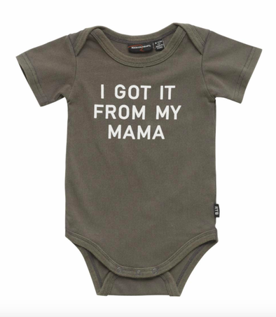 Rock Your Baby - I Got It From My Mama Onesie in Acid Wash