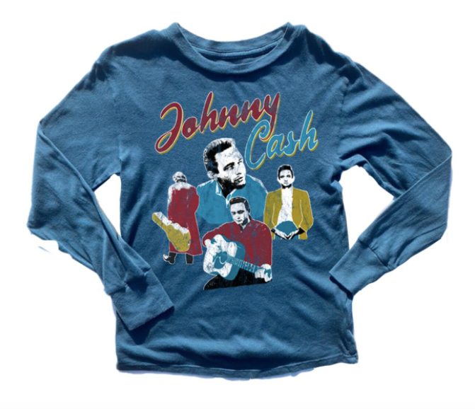 Rowdy Sprout - Johnny Cash Long Sleeve in Teal
