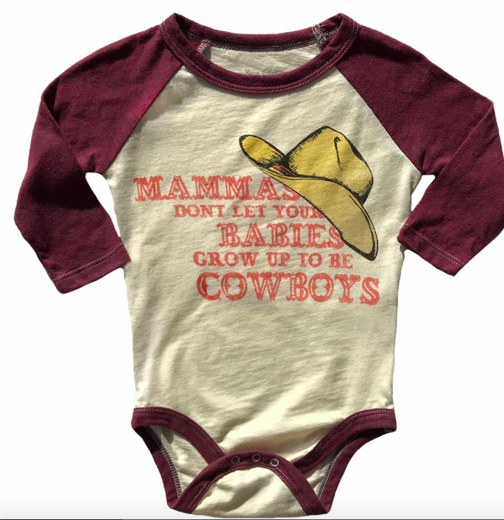 Rowdy Sprout - Don't Let Your Babies Grow Up to Be Cowboys Raglan in Cream and Port