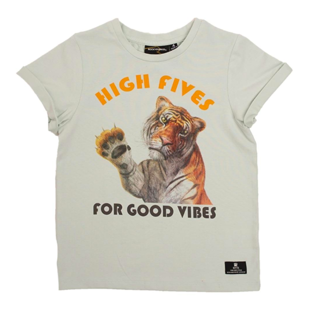 Rock Your Kid - High Fives and Good Vibes Tee in Light Green