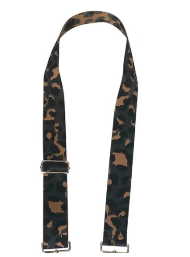 Ahdorned 2" grey leopard silver hardware bag strap