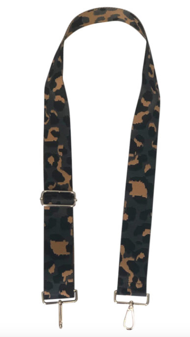 Ahdorned 2" Grey leopard bag strap