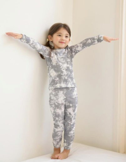 Kids Tie Dye Pajamas in Grey