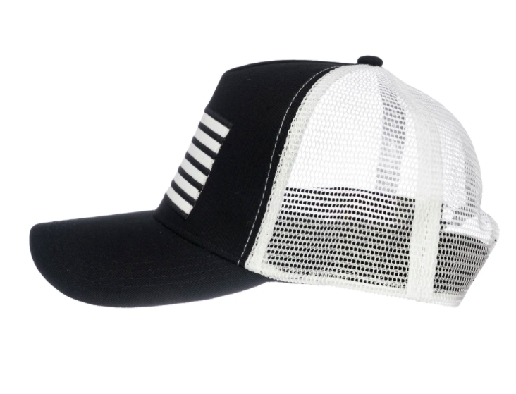Knuckleheads - Boys USA Flag Trucker Hat in Black and White