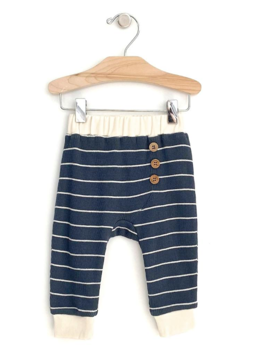 City Mouse - Baby Waffle Stripe Pants in Storm Cloud