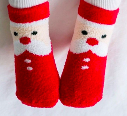Baby/Toddler/Childrens No-Slip Fuzzy Holiday Socks (L)