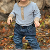 Me & Henry - Baby Stripe Henley Onesie in Blue
