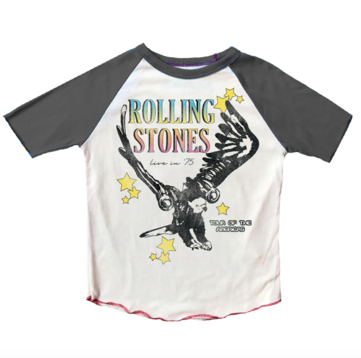 Rowdy Sprout - Rolling Stones Short Sleeve Raglan in Off Black