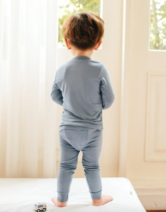 Basic Kids Modal Pajamas in Light Blue