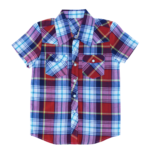Knuckleheads red blue plaid short sleeve button up