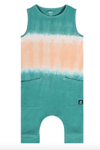 Rags Tank hip pocket romper in teal dip dye