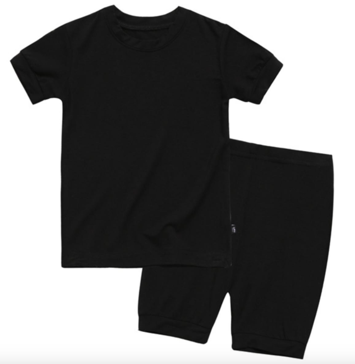 Basic Kids Modal Short-Sleeve Pajamas in Black