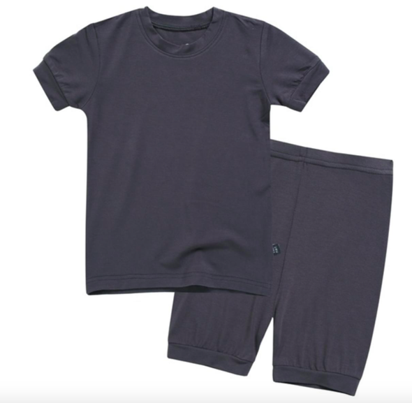Basic Kids Modal Short-Sleeve Pajamas in Charcoal