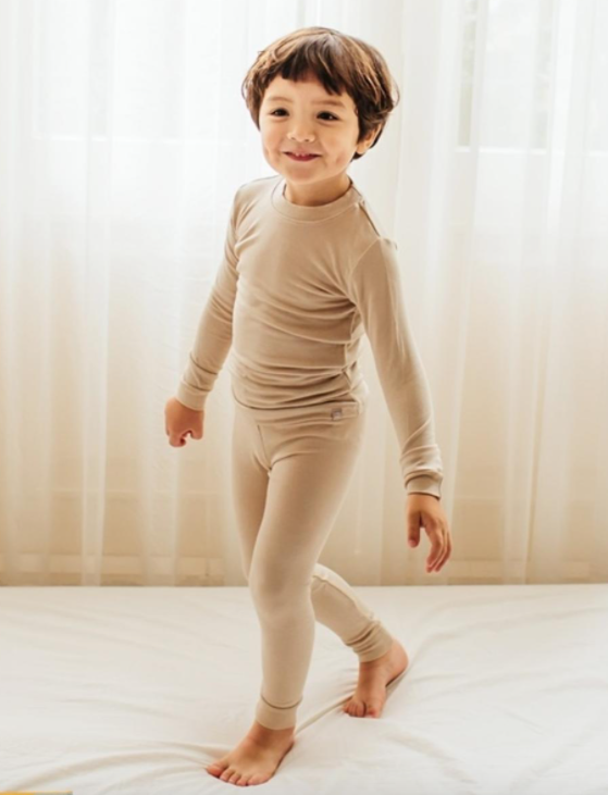 Basic Kids Modal Pajamas in Sand