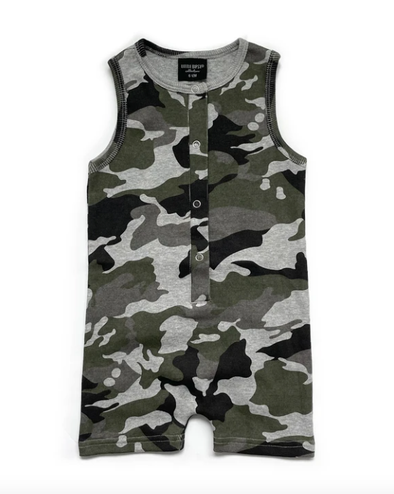Little Bipsy - Ribbed Shorty Romper in Camo