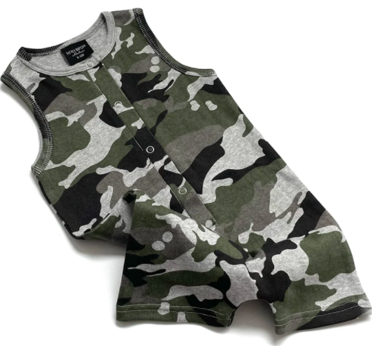 Little Bipsy - Ribbed Shorty Romper in Camo