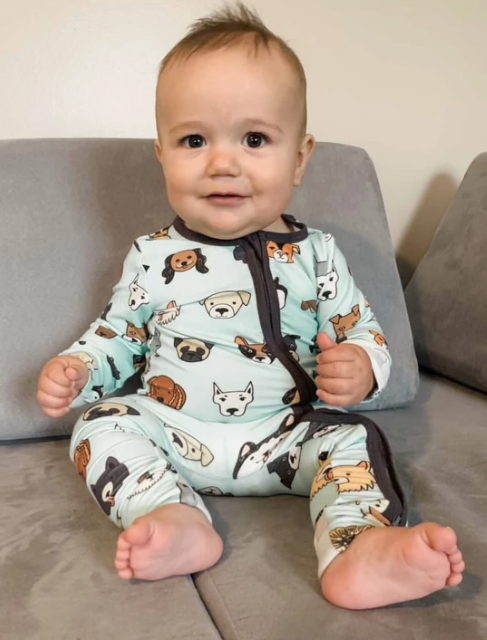 Made by Molly - Baby Zip Rompers in Doggies