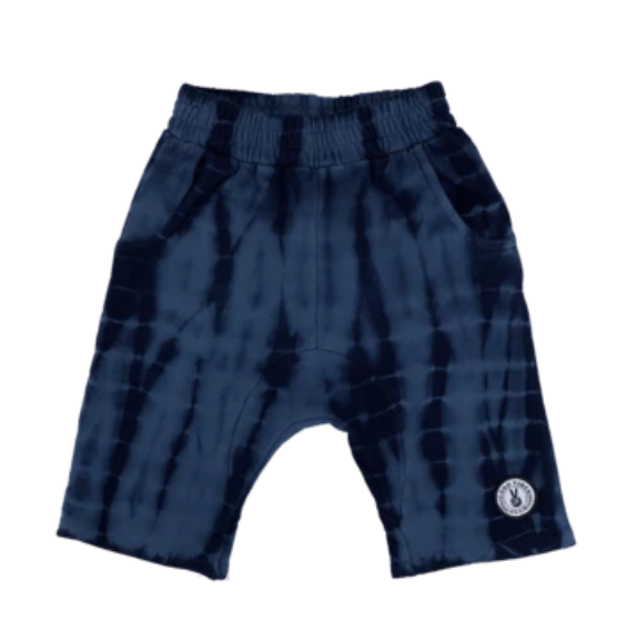 Tiny Whales - Deep Sea Cozy Shorts in Navy Tie Dye