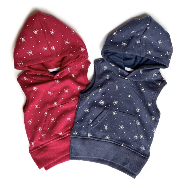 Little Bipsy - Sleeveless Star Hoodie in Red