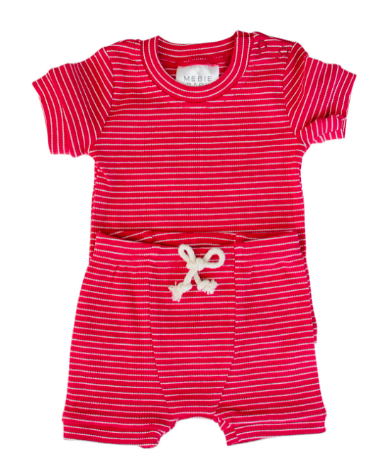 Mebie Baby red striped two piece set