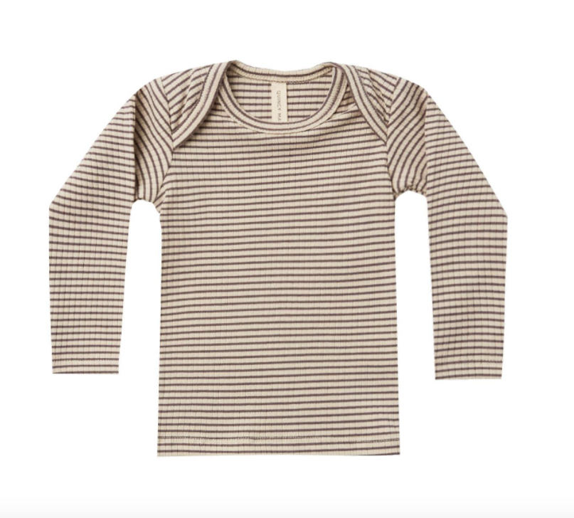 Quincy Mae ribbed charcoal stripe lap tee