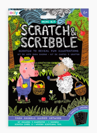 Ooly - Mini Scratch & Scribble Kit Farm Animals