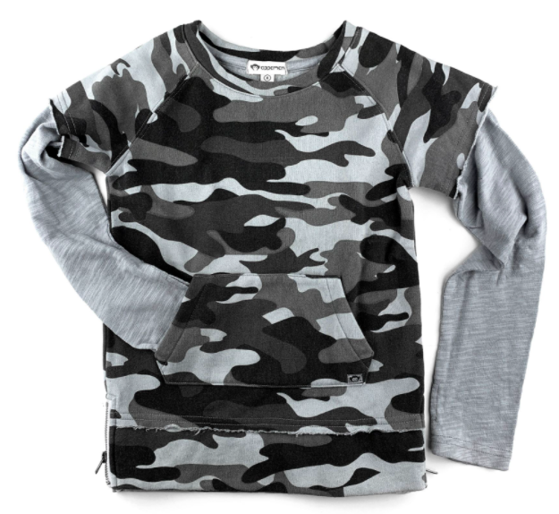 Appaman - Freestyle Long Sleeve Two-fer in Grey Camo
