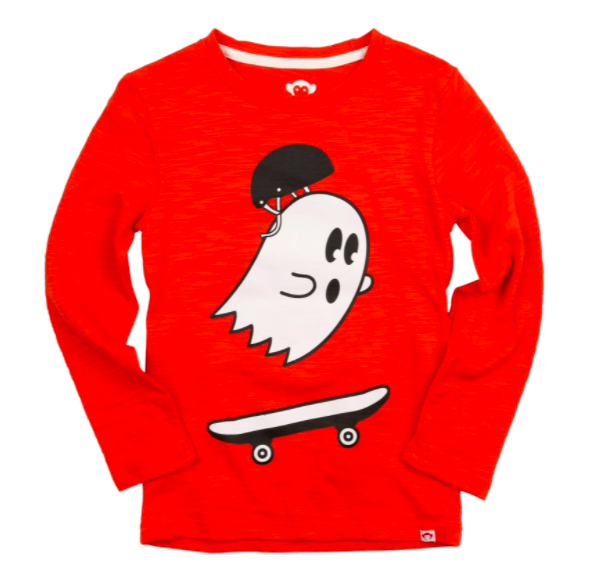 Appaman skateboard ghost long sleeve tee orange