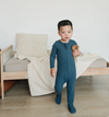 Mebie Baby - Organic Ribbed Zipper One-Piece in Blue