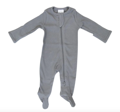 Mebie Baby organic ribbed sleeper in grey