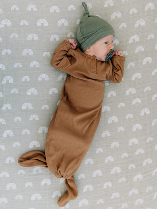 Mebie Baby - Organic Ribbed Knot Gown in Cider
