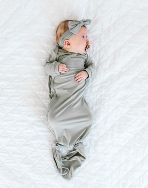 Copper Pearl - Newborn Knotted Gown in Stone