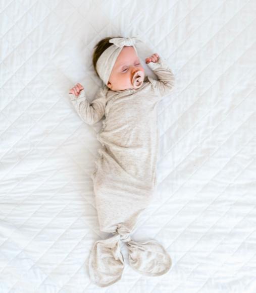 Copper Pearl - Newborn Knotted Gown in Oat
