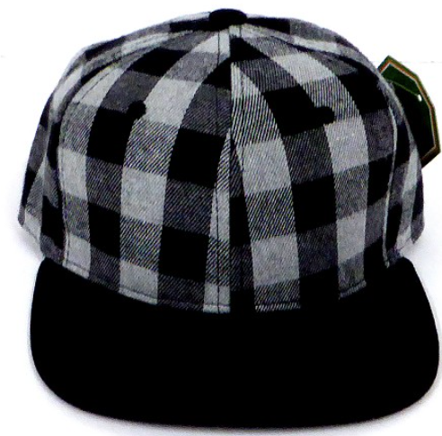 Children's Buffalo Check SnapBack Hat in Grey/Black