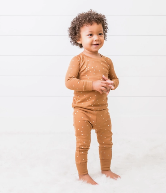 Colored Organics - Long Sleeve Jammies in Ginger Square Dots
