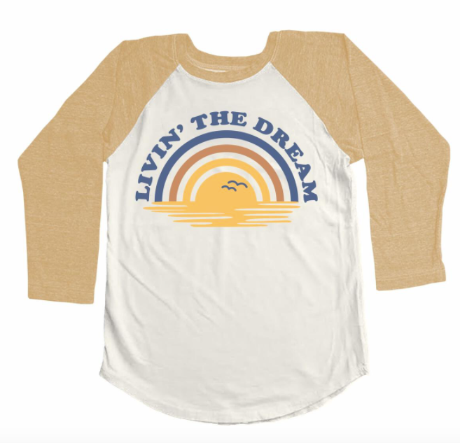 Tiny Whales - Livin' the Dream LS Raglan in Golden/Natural