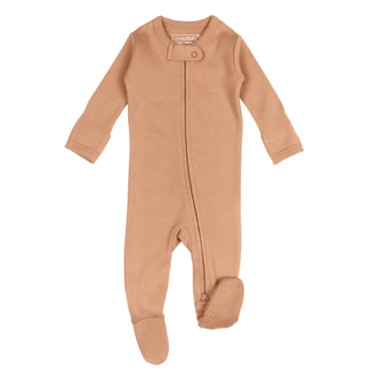 L'oved Baby - Organic Zipper Footie in Nutmeg