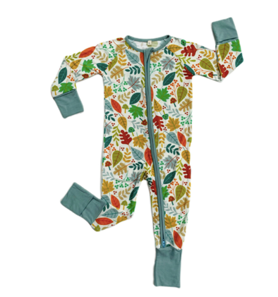 Little Sleepies - Fall Leaves Bamboo/Viscose Zippy in Warm Taupe