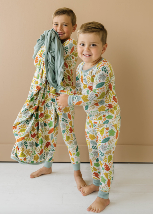 Little Sleepies - Fall Leaves Bamboo/Viscose Pajamas in Taupe