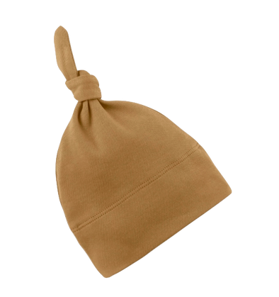 Colored Organics - Newborn Top Knot Hat in Amber