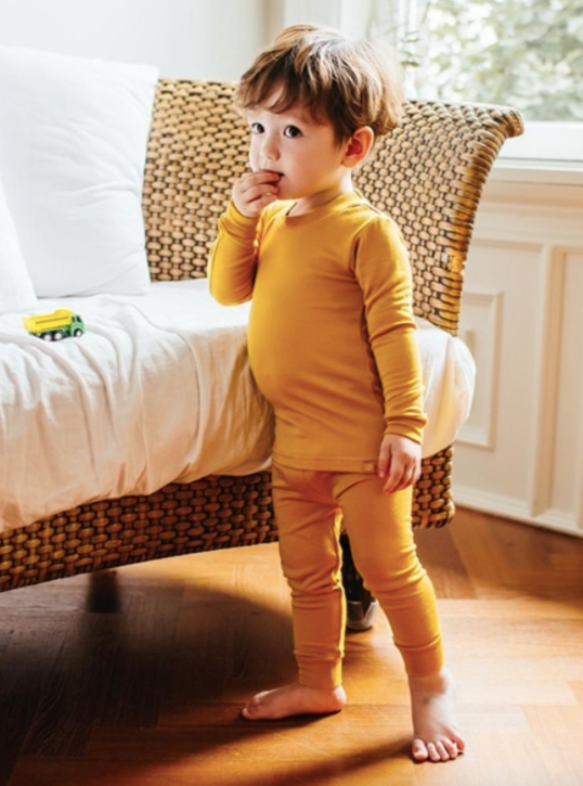 Basic Kids Modal Pajamas in Mustard