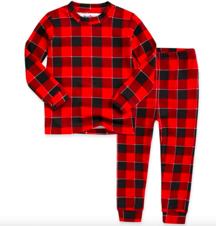 Basic Kids Window Check Pajamas in Red/Black