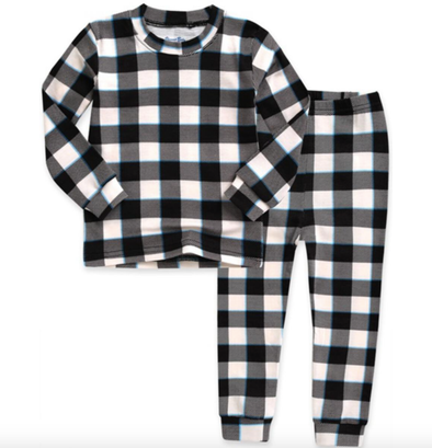 Basic Kids Window Check Pajamas in Black/White
